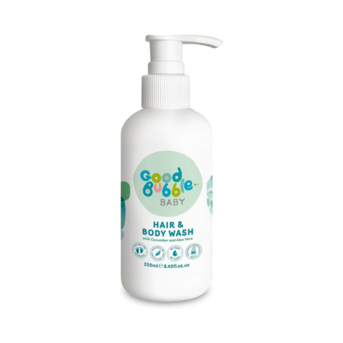 GOOD BUBBLE pisaravaba rahustav ja niisutav keha- ja juustepesuvahend beebidele Aloe vera ja kurgiekstraktiga 250 ml
