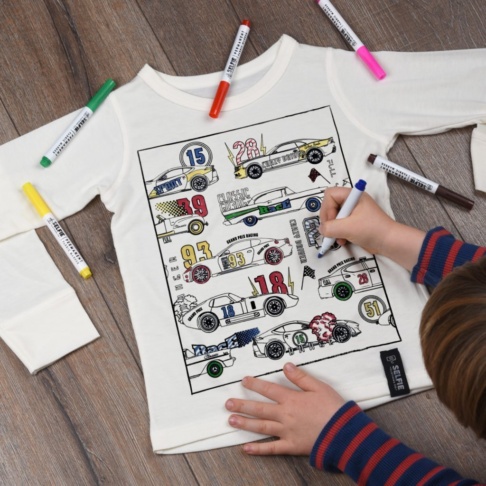 SELFIE CLOTHING colour in top with Cars + pencils, various sizes