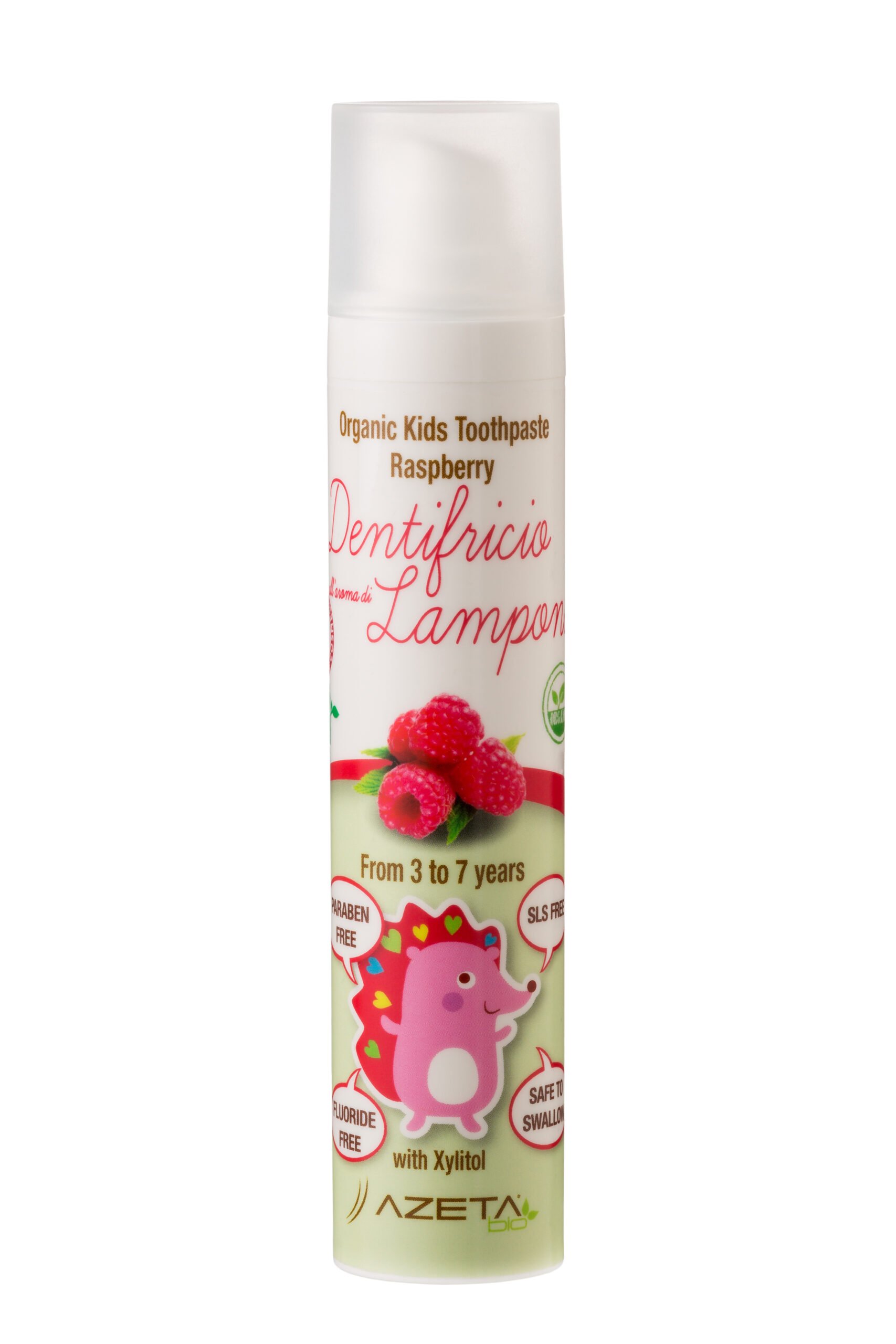Azetabio Organic Kids Toothpaste Raspberry 3-7 Years, 50 ml