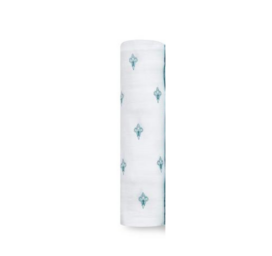 Aden and Anais Paisely Teal organic cotton swaddle 120*120 cm, Cones