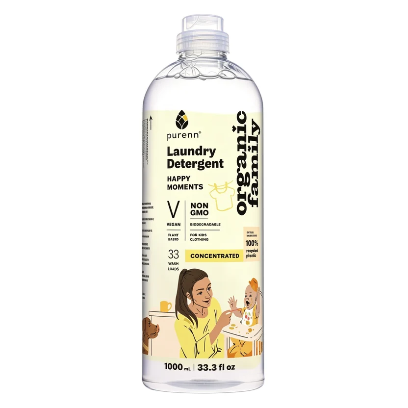 PURENN kummeliekstraktiga riidepesugeel laste riietele HAPPY MOMENTS, 1000 ml
