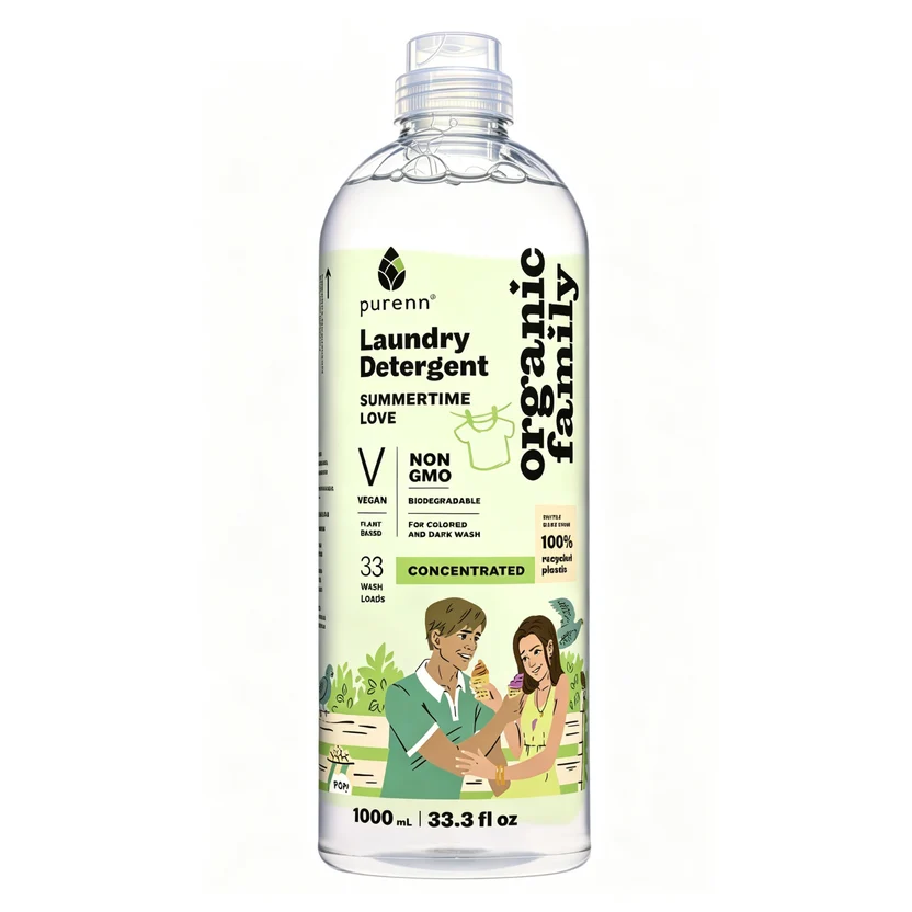 PURENN riidepesugeel saialille ekstraktiga värvilisele pesule SUMMERTIME LOVE, 1000 ml