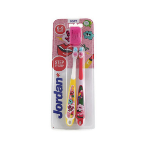 JORDAN Step toothbrush with soft bristles 6-9 years, 2-pack