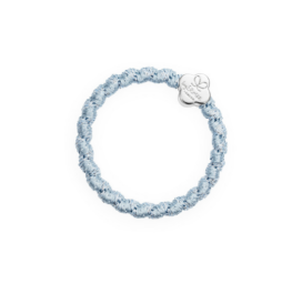 ByEloise Silver Quatrefoil woven silk elastic hair band Silver Denim