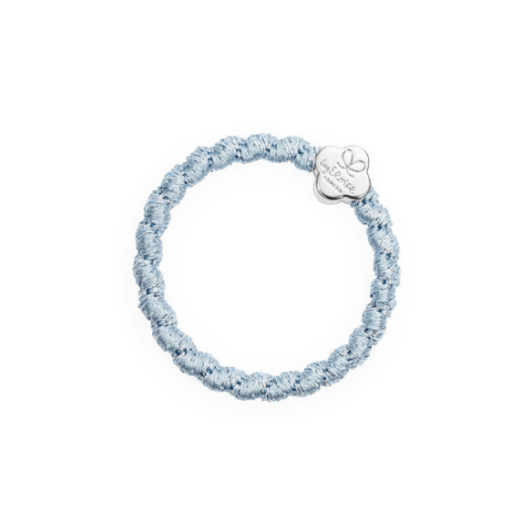ByEloise Silver Quatrefoil woven silk elastic hair band Silver Denim