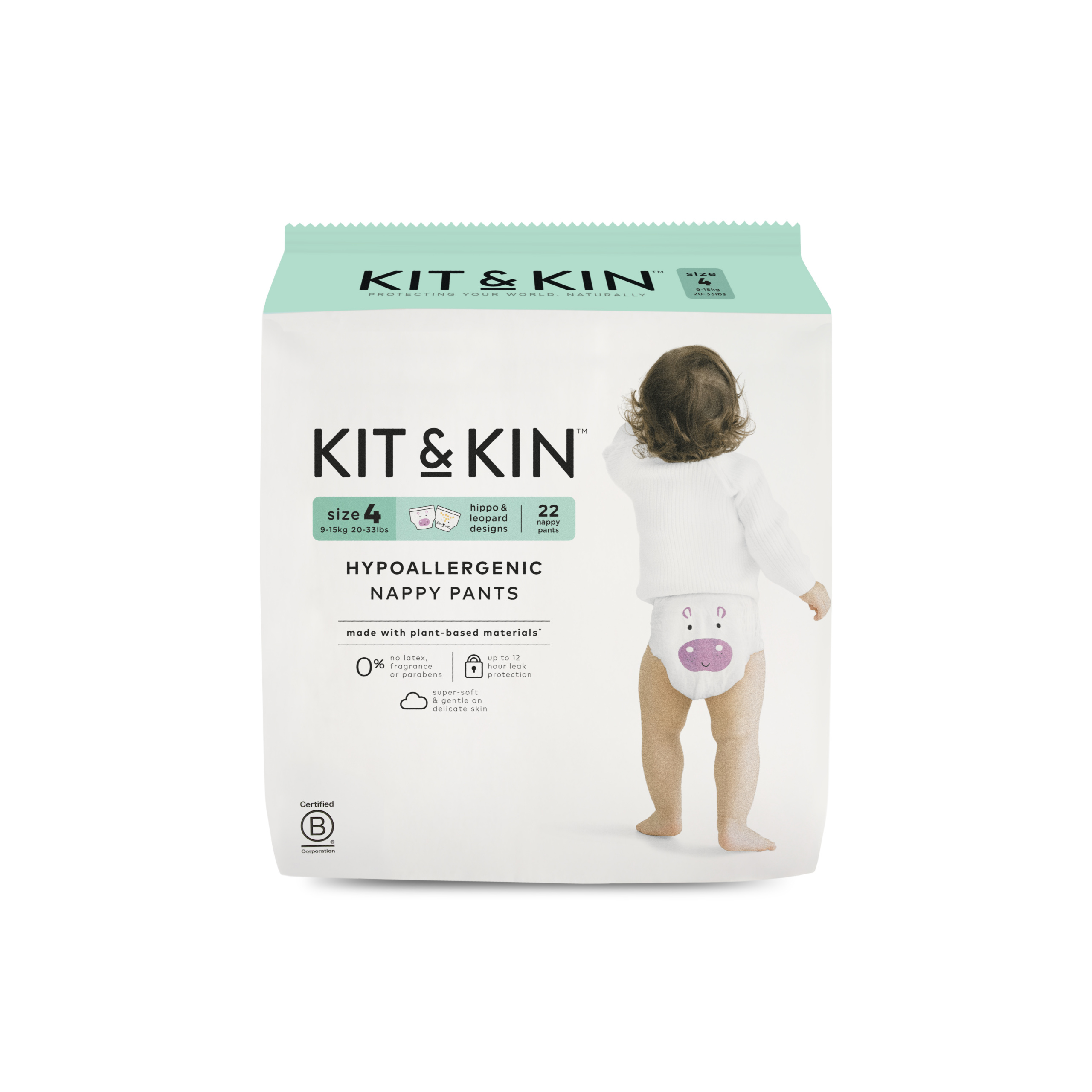 KIT and KIN hüpoallergeensed lateksi ja kloori vabad väga pehmed ja venivad püksmähkmed suurus 4 ehk 9-13 kg, 22 tk