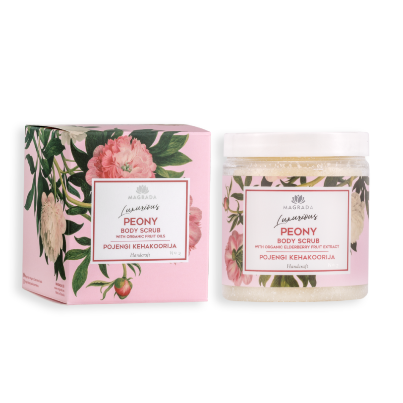 MAGRADA peony body scrub with organic fruit oils, 250 ml