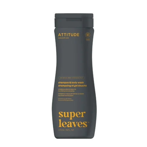 ATTITUDE Super Leaves 2in1 ergutav šampoon ja dušigeel meestele, 473 ml