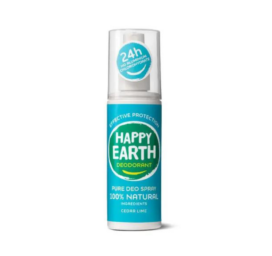 HAPPY EARTH 100% natural Deodorant Spray Cedar Lime, 100ml