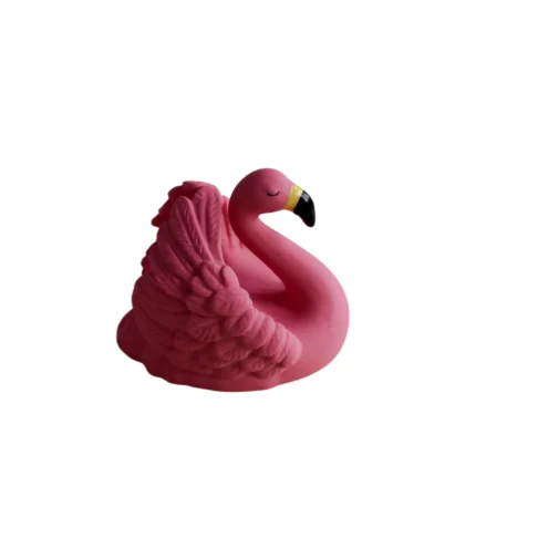 NATRUBA käsitööna valminud biolagunev looduslikust kummist keemiavaba närimis- ja vannilelu Ujuv Flamingo, 0+ eluaastat