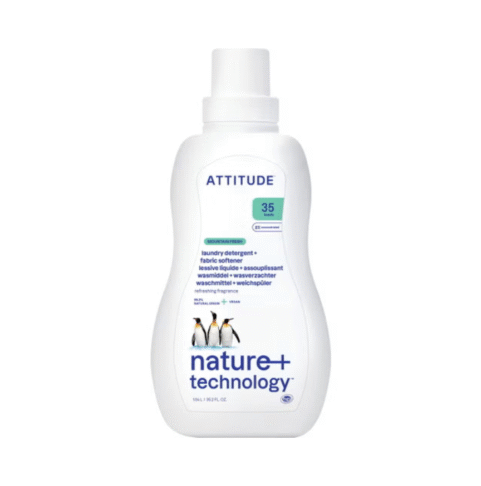ATTITUDE 2in1 pesugeel ja pesupehmendaja lille ja puidu lõhnaline Mountain Essential,1050 ml