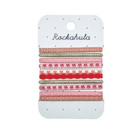 Rockahula Kids Little Toadstool erinevate mustritega roosades toonides juuksekummid, 10 tk
