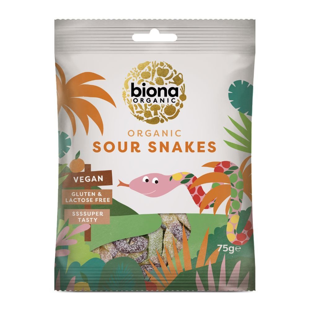 BIONA Organic candy sour snakes, 75g