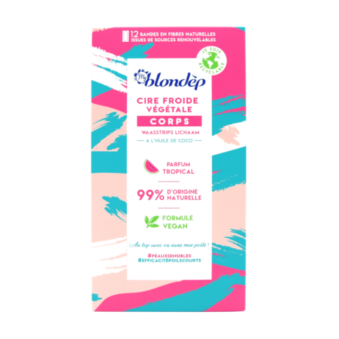 BLONDEPIL Cold Wax kookosõliga depilatsiooniplaastrid kehale troopilise lõhnaga, 12 tk
