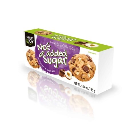 SWEET & JOY suhkruta küpsised šokolaadi 2,5% ja pähklitega 6%, 135 gr