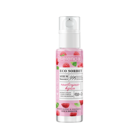 BIELENDA ECO SORBET niisutav ja rahustav seerum booster vaarikaekstrakti ja hüaluroonhappega, 30 ml