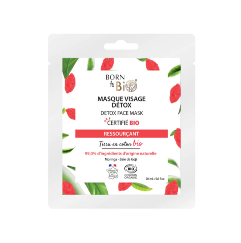 BORN TO BIO Goji marja ja moringa ekstraktiga niisutav kangas näomask Detox, 20ml