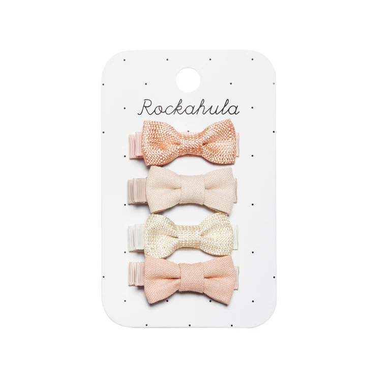 ROCKAHULA Kids Linen mini bow juuksklambrid, 4 tk