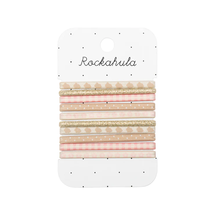 ROCKAHULA Bunny Gingham erinevate mustritega roosades toonides juuksekummid, 10 tk