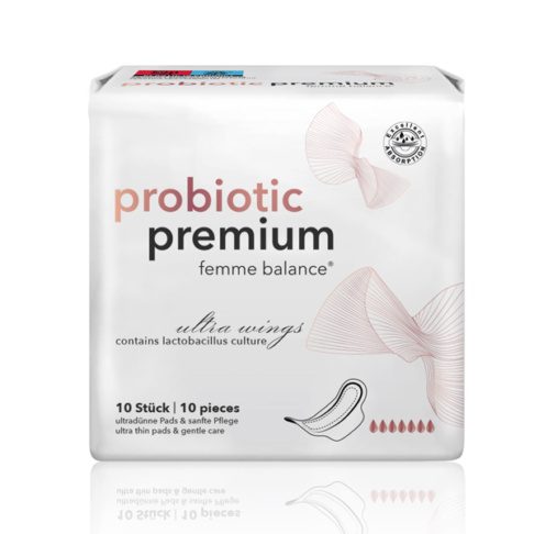FEMME BALANCE® Probiotic premium probiootikumidega õhukesed hügieenisidemed BIO tselluloosist, 10tk