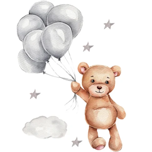 SIPO Lastetoa seinakleebised, Teddy bear with balloons