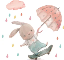 SIPO Lastetoa seinakleebised, Bunny with umbrella