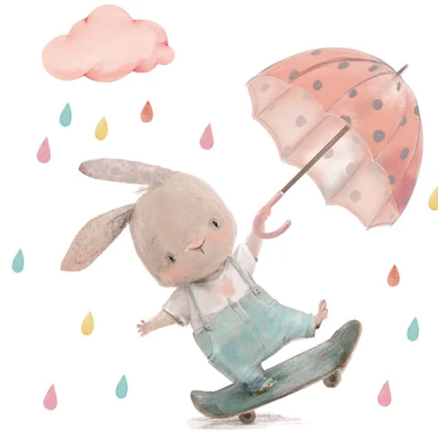 SIPO Lastetoa seinakleebised, Bunny with umbrella