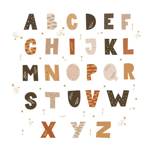 SIPO Lastetoa seinakleebised, Boho Alphabet