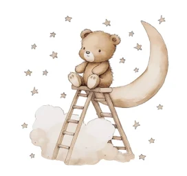 SIPO Lastetoa seinakleebised, Teddy bear on a ladder