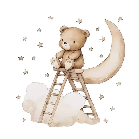SIPO Lastetoa seinakleebised, Teddy bear on a ladder