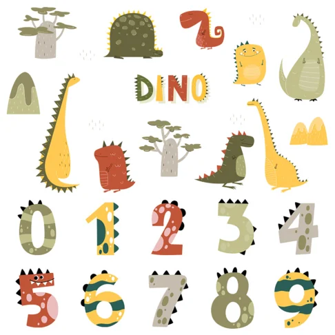 SIPO Lastetoa seinakleebised, Dino Numbers