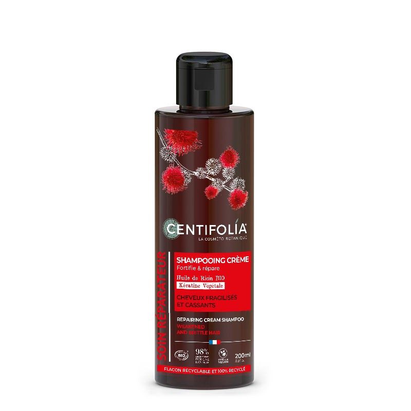 CENTIFOLIA taastav kreemšampoon kahjustatud juustele orgaanilise riitsinusõli ja taimse keratiiniga, 200ml