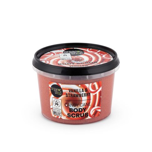 ORGANIC SHOP Vanilli- ja maasikaekstraktiga kehakoorija Candy Cane, 250ml