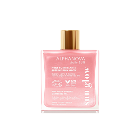 ALPHANOVA SUN Sädelev kehaõli Pink Glow jojoba-, vaarika- ja argaaniaõliga, 50ml