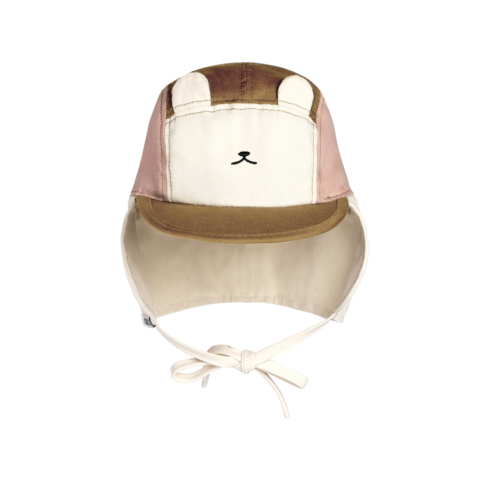 KIETLA Camper Hat UPF50 orgaanilisest puuvillast päikesekaitsega müts NATURAL-BROWN-PINK, 2-6 aastat