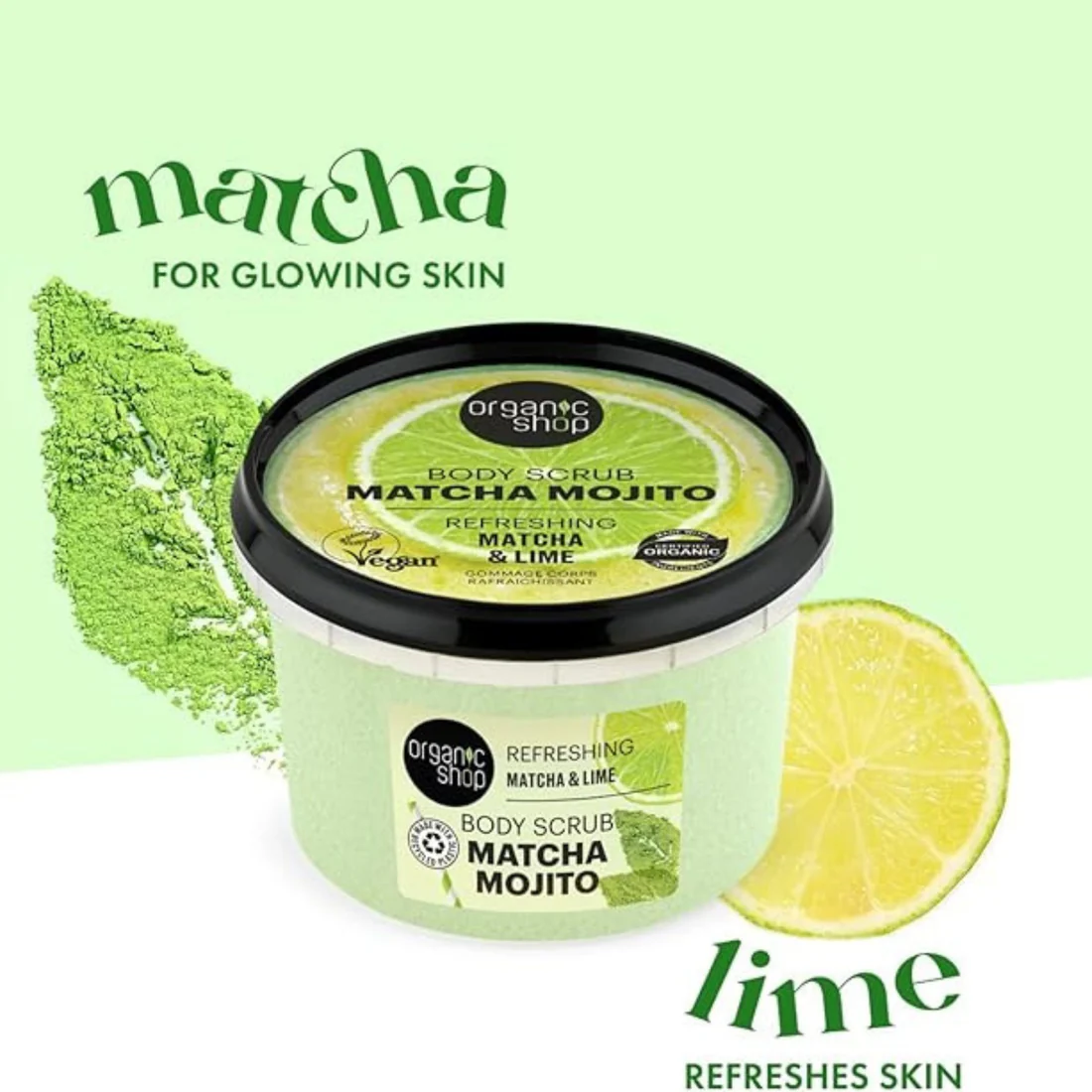 ORGANIC SHOP Orgaanilise matcha ja laimiga kehakoorija Matcha Mojito, 250ml - Image 3