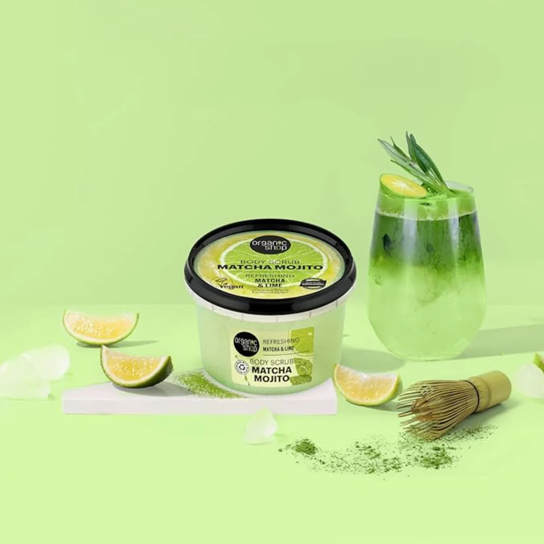 ORGANIC SHOP Orgaanilise matcha ja laimiga kehakoorija Matcha Mojito, 250ml - Image 4