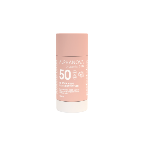 ALPHANOVA SUN SPF50 päikesekaitsega lõhnatu orgaaniline tooniv BB pulk näole Nude, 17ml