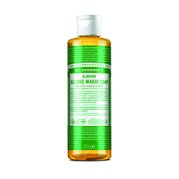 Dr. Bronner's 18-in-1 mandli/martsipani lõhnaline vedelseep, 240ml