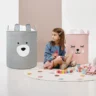 SIPO Premium puuvillane mänguasjade hoiukorv pingutusnööriga XL, Pink Bear - Image 8