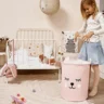 SIPO Premium puuvillane mänguasjade hoiukorv pingutusnööriga XL, Pink Bear - Image 7