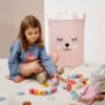 SIPO Premium puuvillane mänguasjade hoiukorv pingutusnööriga XL, Pink Bear - Image 6