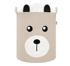 SIPO Premium puuvillane mänguasjade hoiukorv pingutusnööriga XL, Beige Bear