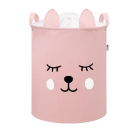 SIPO Premium puuvillane mänguasjade hoiukorv pingutusnööriga XL, Pink Bear
