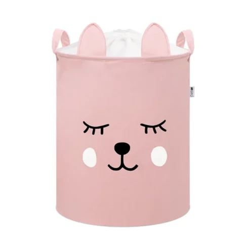 SIPO Premium puuvillane mänguasjade hoiukorv pingutusnööriga XL, Pink Bear