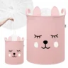 SIPO Premium puuvillane mänguasjade hoiukorv pingutusnööriga XL, Pink Bear - Image 4