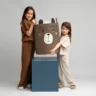 SIPO Premium puuvillane mänguasjade hoiukorv pingutusnööriga XXL, Brown Bear - Image 4