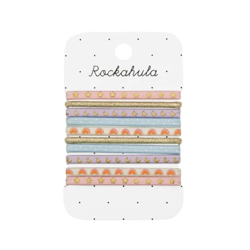 ROCKAHULA laste tähistaeva mustriga juuksekummid lillades ja roosades toonides Enchanted, 10 tk