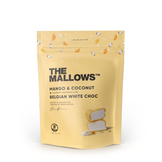 THE MALLOWS orgaanilised vahukommid mango, kookose ja valge šokolaadiga, 90g