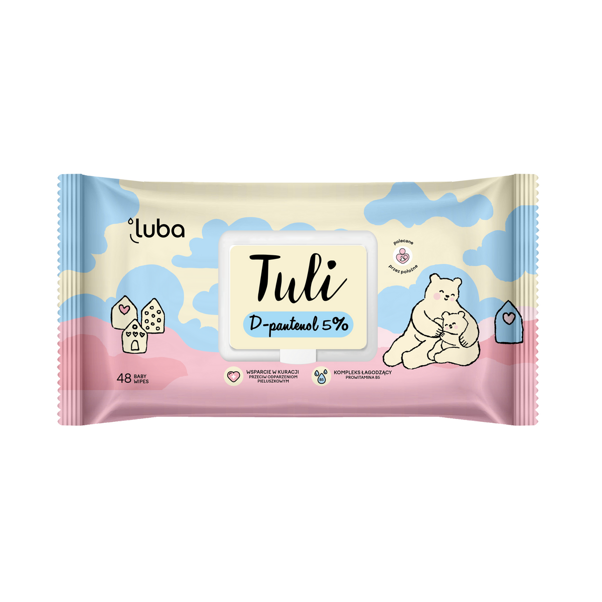 LUBA Tuli biolagunevad ja komposteeritavad D-PANTENOL 5% niisked salvrätikud, 48tk